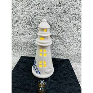 Ceramic Porcelain Lighthouse Light Up White Figurine Nautical Home Decoration